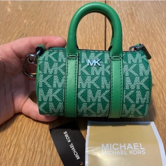 NWT Michael Kors Green Micro Duffle KeyFob - Picture 1 of 16